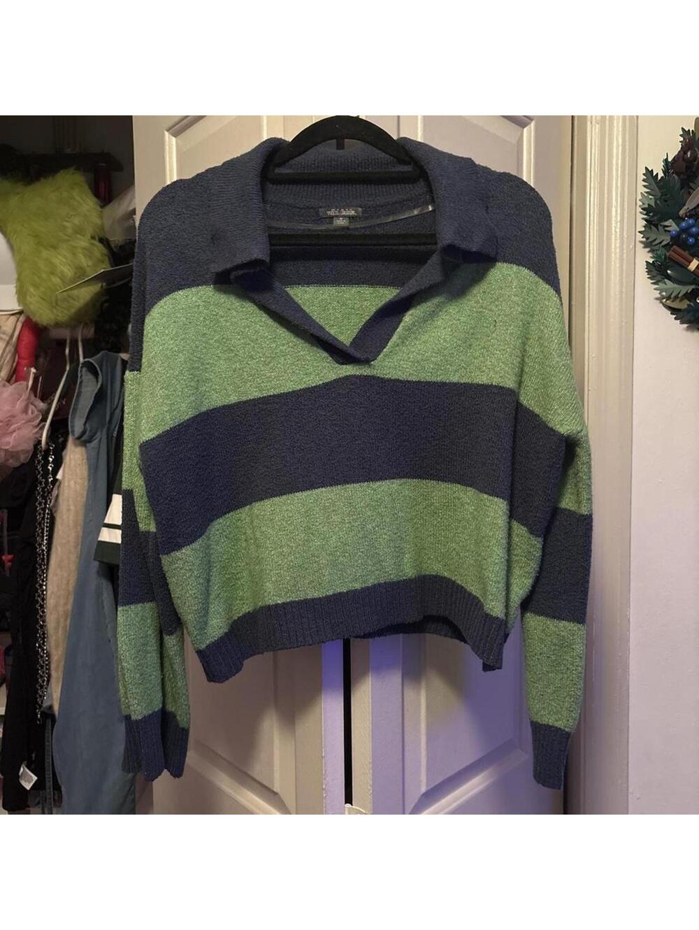 Wild Fable blue and green striped sweater